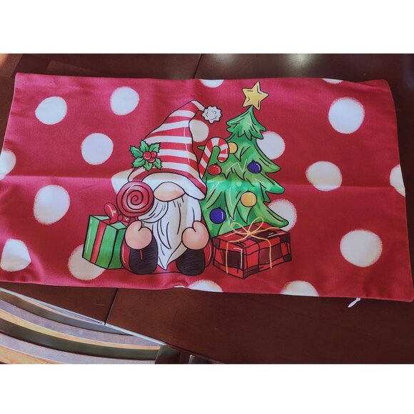 Christmas Throw Pillow Cover Soft Red Holiday Decorative Accent Case Gnome Decor - Picture 6 of 8